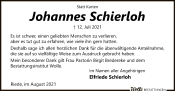 Traueranzeige von Johannes Schierloh von SYK