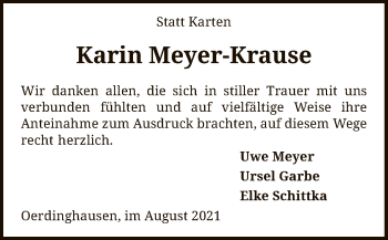 Traueranzeige von Karin Meyer-Krause von SYK