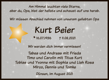 Traueranzeige von Kurt Beier von SYK