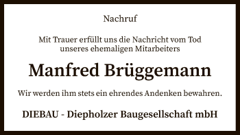 Traueranzeige von Manfred Brüggemann von SYK