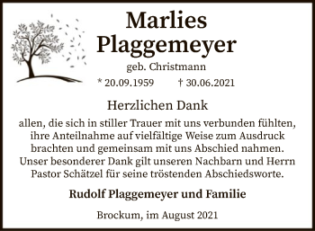 Traueranzeige von Marlies Plaggemeyer von SYK