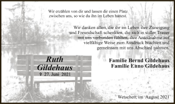 Traueranzeige von Ruth Gildehaus von SYK