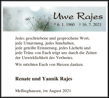 Traueranzeige von Uwe Rajes von SYK