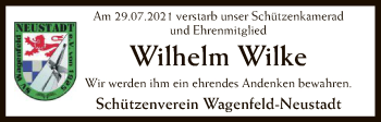 Traueranzeige von Wilhelm Wilke von SYK