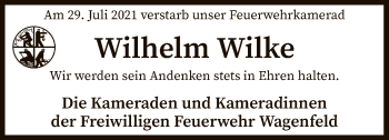 Traueranzeige von Wilhelm Wilke von SYK