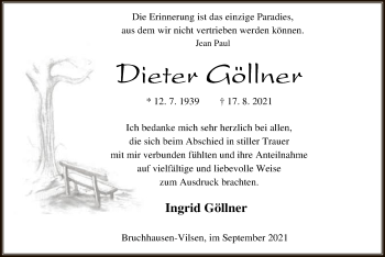 Traueranzeige von Dieter Göllner von SYK