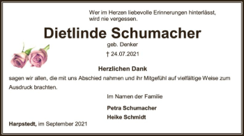 Traueranzeige von Dietlinde Schumacher von SYK