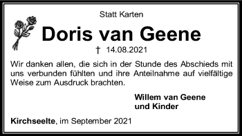 Traueranzeige von Doris van Geene von SYK