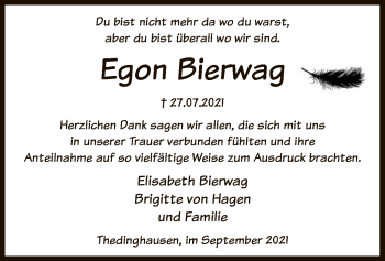 Traueranzeige von Egon Biervag von SYK