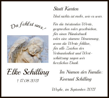 Traueranzeige von Elke Schilling von SYK