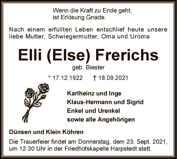 Traueranzeige von Elli Frerichs von SYK