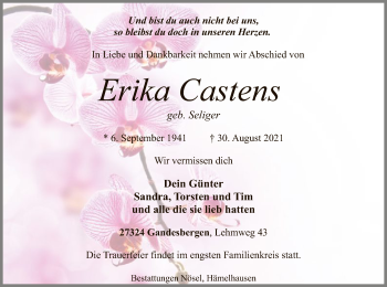 Traueranzeige von Erika Castens von SYK