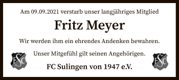 Traueranzeige von Fritz Meyer von SYK