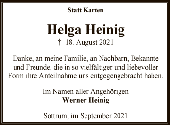 Traueranzeige von Helga Heinig von SYK