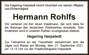 Traueranzeige von Hermann Rohlfs von SYK