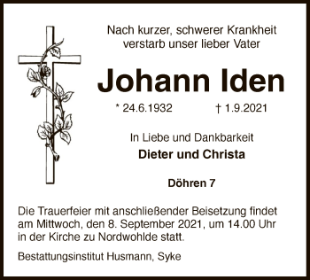 Traueranzeige von Johann Iden von SYK