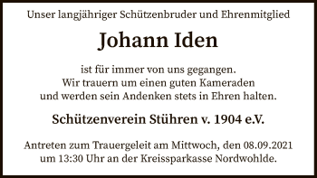 Traueranzeige von Johann Iden von SYK