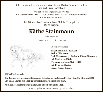 Traueranzeige von Käthe Steinmann von SYK