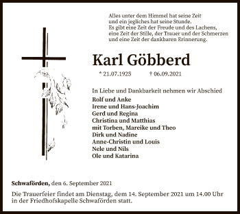 Traueranzeige von Karl Göbberd von SYK