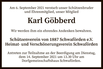 Traueranzeige von Karl Göbberd von SYK