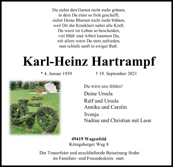 Traueranzeige von Karl-Heinz Hartrampf von SYK