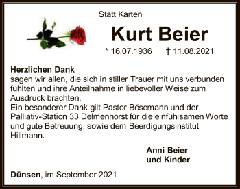 Traueranzeige von Kurt Beier von SYK