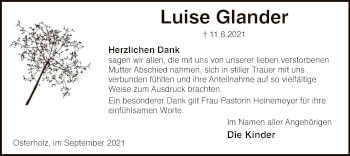 Traueranzeige von Luise Glander von SYK