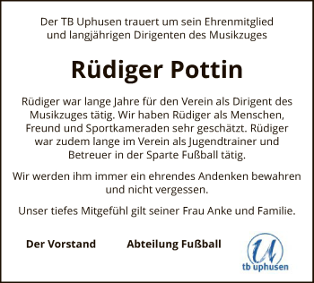 Traueranzeige von Rüdiger Pottin von SYK