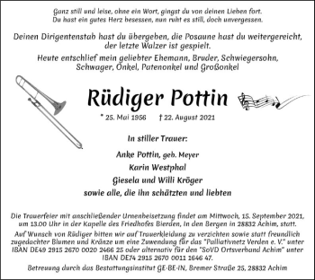 Traueranzeige von Rüdiger Pottin von SYK