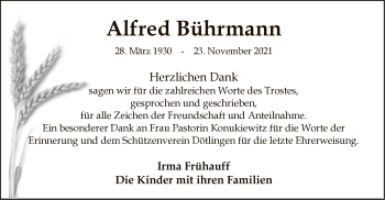 Traueranzeige von Alfred Bührmann von SYK