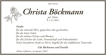 Traueranzeige von Christa Böckmann von SYK