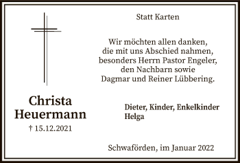 Traueranzeige von Christa Heuermann von SYK