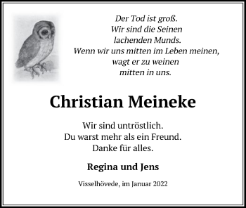 Traueranzeige von Christian Meineke von SYK