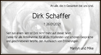 Traueranzeige von Dirk Schaffer von SYK