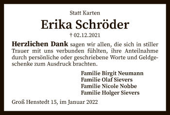 Traueranzeige von Erika Schröder von SYK