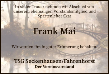 Traueranzeige von Frank Mai von SYK