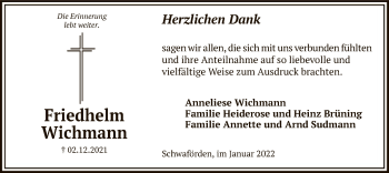 Traueranzeige von Friedhelm Wichmann von SYK