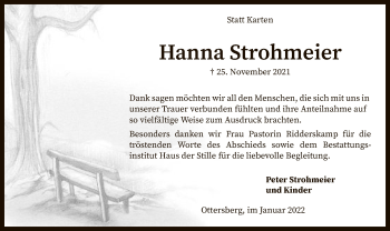 Traueranzeige von Hanna Strohmeier von SYK