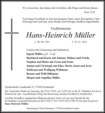 Traueranzeige von Hans-Heinrich Müller von SYK