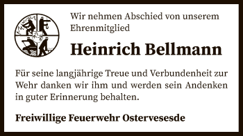 Traueranzeige von Heinrich Bellmann von SYK