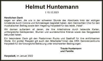 Traueranzeige von Helmut Huntemann von SYK