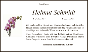 Traueranzeige von Helmut Schmidt von SYK