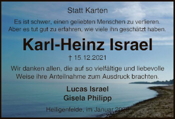 Traueranzeige von Karl-Heinz Israel von SYK