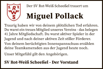 Traueranzeige von Miguel Pollack von SYK