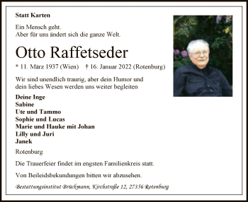 Traueranzeige von Otto Raffetseder von SYK