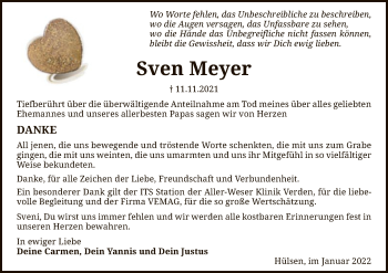 Traueranzeige von Sven Meyer von SYK