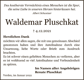 Traueranzeige von Waldemar Pluschkat von SYK