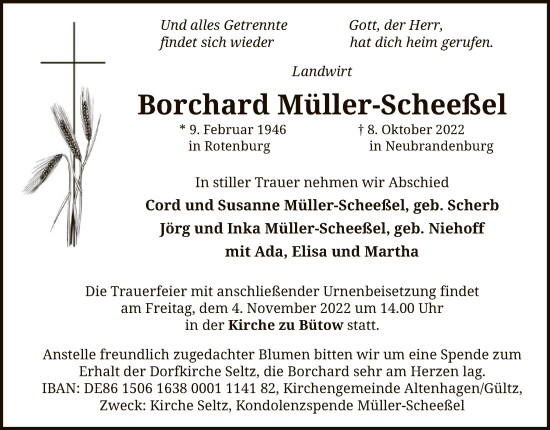 Traueranzeige von Borchard Müller-Scheeßel von SYK