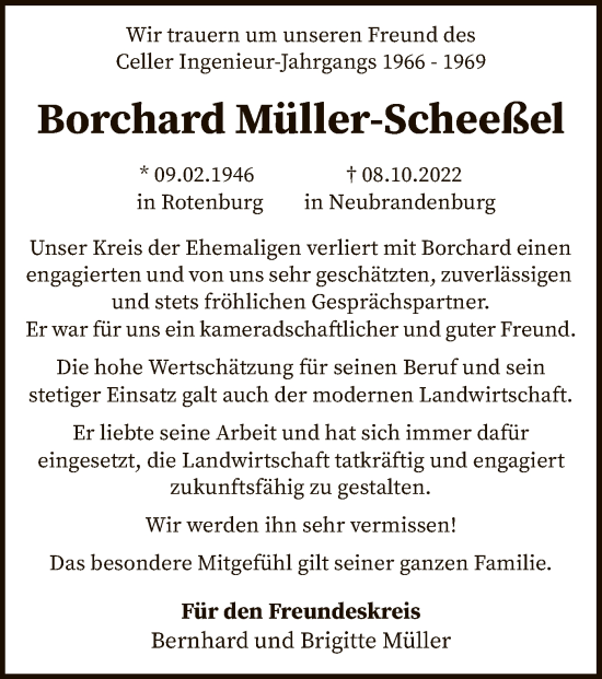 Traueranzeige von Borchard Müller-Scheeßel von SYK