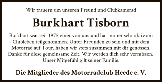 Traueranzeige von Burkhart Tisborn von SYK